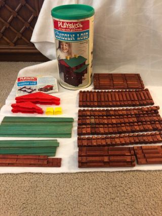 Vintage Lincoln Logs 149 Set With Canister