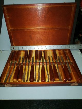 Vintage Set Of 18 Wood Carving Tools W Chest Made In Czechoslovakia Mid Century