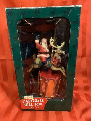 1997 Mr Christmas Carousel Tree Table Top W/box Great Santa On Reindeer
