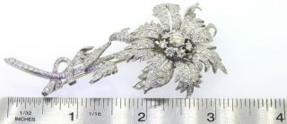 Vintage 1950s heavy Platinum 7.  57CT VS diamond cluster flower brooch w/.  70CT ctr 3