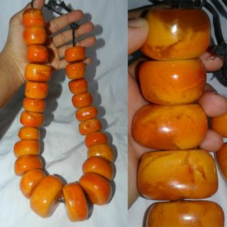 Big Huge Berber Amber Necklace,  Vintage Handcrafted Moroccan Copal Resin Jewelry