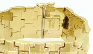 Italian designer vintage heavy 18K gold 21mm wide fancy textured link bracelet 3