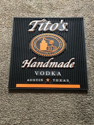(l@@k) Titos Vodka Giant Black Rubber Bar Mat Cocktails Game Room Man Cave