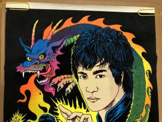 Bruce Lee Vintage Blacklight Poster Kung Fu 1975 Martial Arts Velvet 2