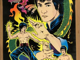 Bruce Lee Vintage Blacklight Poster Kung Fu 1975 Martial Arts Velvet 3
