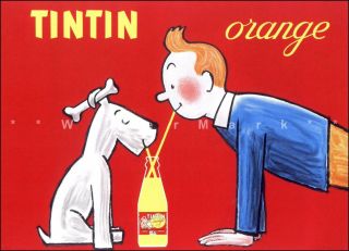 Tintin And Dog Snowy Orange Drink Vintage Poster Advertisement Decoration