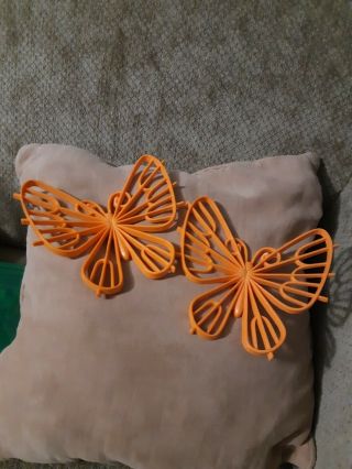 Vintage Plastic Orange Butterfly Wall Hangings