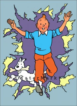 Greetings Tintin And Snowy Vintage Poster Print Retro Style Travel Art