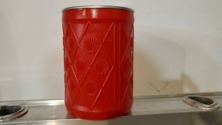VINTAGE 60 ' s Round Quart Plastic Embossed SHELL X - 100 MOTOR OIL CAN 2