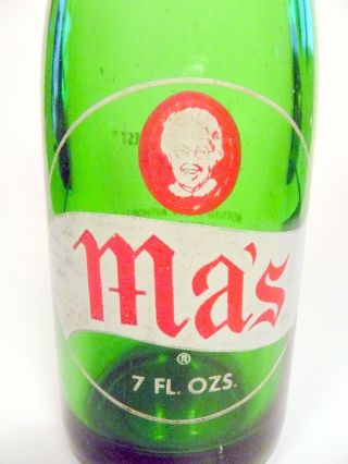 Vintage Acl Soda Bottle: Green Ma 
