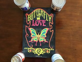Vintage Blacklight Poster Butterfly Of Love Poster 1970s