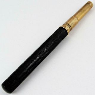 Antique Victorian Mabie,  Todd & Co.  No.  6 Black Chased Hard Rubber Gold Dip Pen