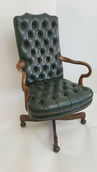 Schafer Brothers Tufted Leather Desk Chair Vintage,  Collectors Item