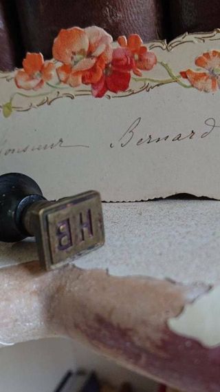 Antique French Desk Seal Scrolled Monogram Bh 18th Century
