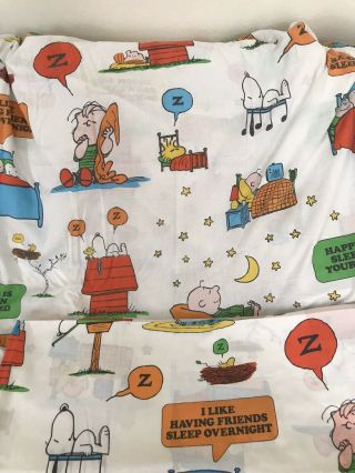 Vintage Peanut Gang Charlie Brown Snoopy Twin Sheet Set Flat & Fitted