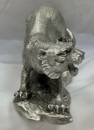 JS Pewter Sculpture TIGER Metal Figure Statue Cat Figurine Vintage Safari Bengal 3