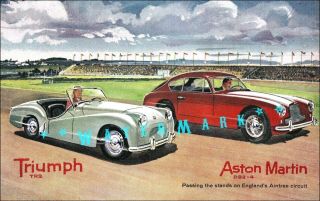 Triumph Tr2 And Aston Martin Db2 - 4 Sports Racing Vintage Poster Print Car Races