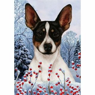 Winter Garden Flag - Tri Rat Terrier 153241