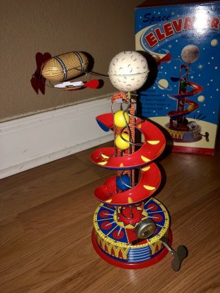 Vintage Schylling Space Elevator Wind - Up Tin Toy
