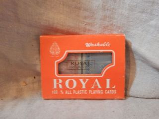 Vintage Royal Washable Plastic Playing Cards (2 Decks) Nib