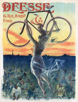 Deesse 1897 Vintage French Bicycle Poster Rolled Canvas Giclee Print 24x30 In.