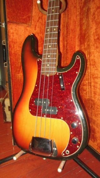 Vintage 1969 Fender Precision Bass P - Bass W/ Case 1 Owner
