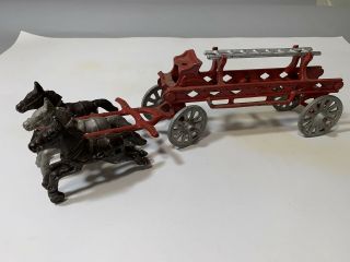 Stanley Toy Vintage Horse Drawn Wagon With Ladder.