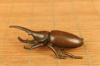 Old Antique Red Copper Handmade Insect Statue Figue Netsuke Table Decoration