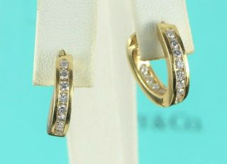 Vintage Tiffany & Co 18k Solid Yellow Gold Round Diamond Insideout Hoop Earrings