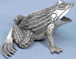 Chinese Collectable Handwork Old Miao Silver Carve Jump Frog Tibet Lucky Statue