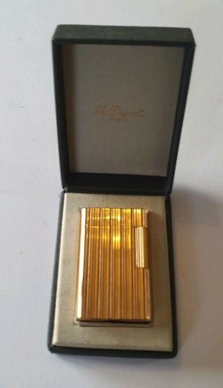 Vintage Gold Dupont Pocket Cigarette Lighter Smoking Cased Vvgc
