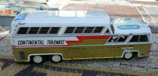 Tomuro Japan Continental Trailways Bus Friction Power Tin Litho Toy In Orig Box