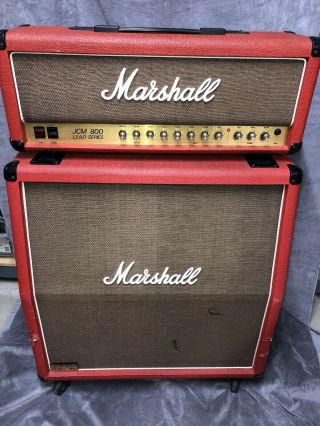 Vintage Red Marshall Jcm800 Lead 1960a Guitar Cabinet W/4x12 Celestion G12