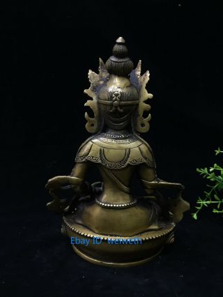 Old Tibetan Buddhism Brass Handwork Carved Buddha Tara Statue Vajrasattva 3