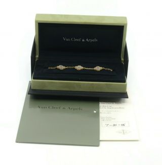 Van Cleef & Arpels Vintage Alhambra Mother Of Pearl 18K Yellow Gold Bracelet 2