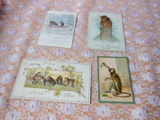 Victorian Christmas Cards/monkeys/raphael Tuck