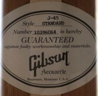 2016 Gibson J - 45 Standard Vintage Sunburst Finish Acoustic - Electric Guitar w/HSC 3