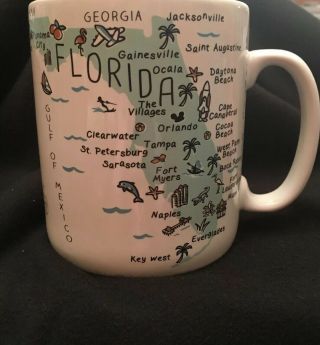 222 Fifth My Place Florida Jumbo 24 Oz Coffee Cup Mug Map;.