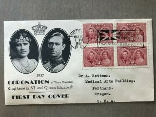 Rare Fdc " Coronation Of King George Vi And Queen Elizabeth " Cancelled 1937