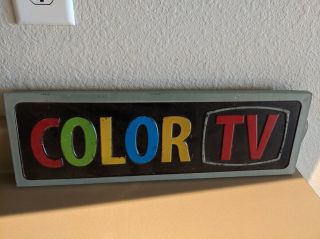 Vintage Metal Color Tv Sign 18.  5 " X 6 " Old School