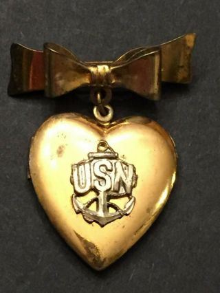 Wwii Ww2 Us Navy Sweetheart Locket Sterling With Photos.