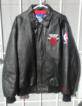 Vintage Pro Player Nba Chicago Bulls Leather Jacket Size M (medium) Adults