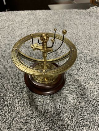 Orrery Solid Brass And Wood Base.  The Franklin 1987