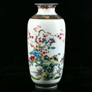 China Porcelain Vase Hand Painted Plum Blossom &bird Mark As The Qianlong Mp02
