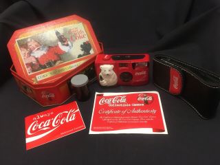 Rare Vintage Coca Cola 35mm Flash Camera Year 2000 With Tin,  Film And Case