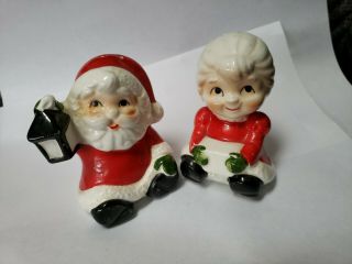 Vintage Lego Mr And Mrs Santa Claus Salt & Pepper Shakers Christmas