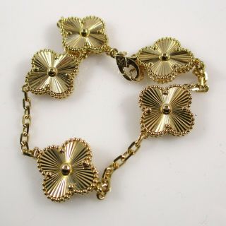 Vintage Van Cleef & Arpels Alhambra Bracelet,  5 Motif,  Yellow Gold 18k