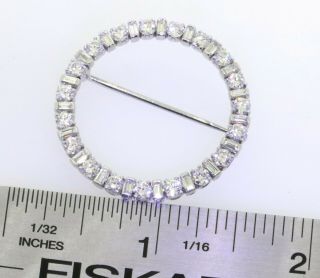 Vintage 1950s Platinum elegant high fashion 3.  42CTW VS1/F diamond circle brooch 3