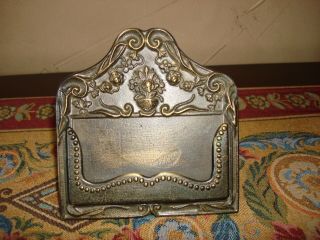 Vintage Brass Ornate Victorian Style Business Card Holder Desk Collectible