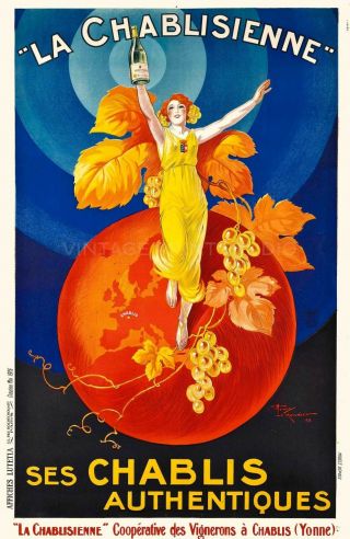 La Chablisienne French Wine Vintage Liquor Advertising Giclee Canvas Print 20x31